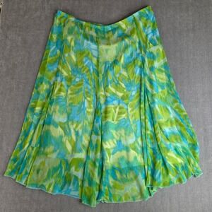Ruby Rd A-Line Skirt Womens 16 Green Blue Excellent Abstract Print Midi Lined